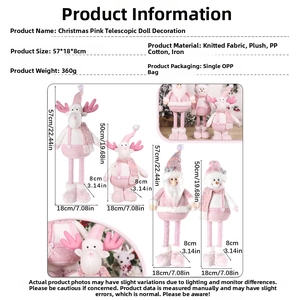 Size specifications for pink telescopic Christmas dolls showing 50cm to 57cm height range