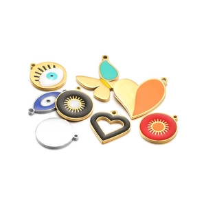 Colorful enamel butterfly and heart stainless steel charms for DIY jewelry making