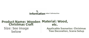Detailed specification chart of wooden Christmas house ornaments for tree decoration