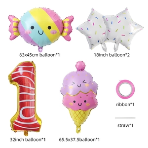 Set de ballons crème glacée et bonbons avec numéro 1 pour décoration d'anniversaire