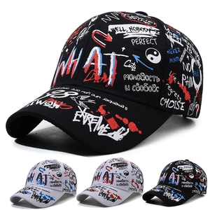 Casquette De Baseball Coton Streetwear Imprimé Graffiti Réglable Hip Hop Protection Solaire Chapeau Snapback Pour Hommes Femmes