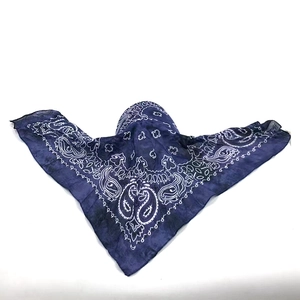 Detail shot of navy blue paisley pattern on lightweight outdoor sun protection bandana