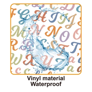 Waterproof vinyl material alphabet stickers showing high-quality water resistant texture