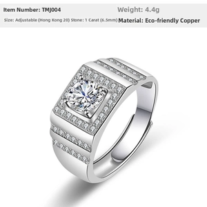 Macro shot of silver plated copper ring with 1 carat cubic zirconia stone and small diamonds