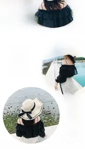 Detail of wide-brim straw sun hat with black ribbon bow and contrasting edge for beach