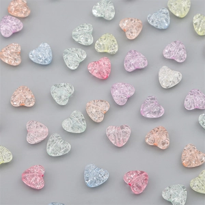 Heart Crackle Beads Acrylic Colorful DIY Handmade Jewelry Accessories For Bracelet Necklace Crafts