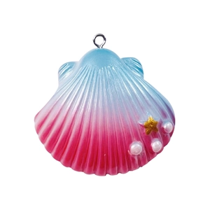 Dreamy gradient shell pendant with golden starfish and pearls for DIY accessories