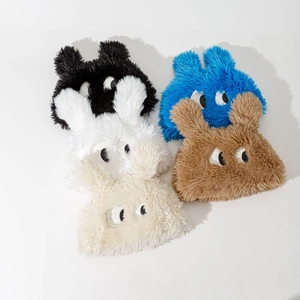 Plush bucket hat with cute cartoon eyes and round ears in five vibrant colors