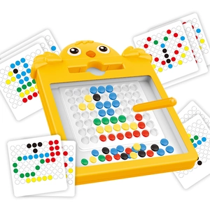 Magnetic cartoon chicken drawing board for kids with colorful beads and pattern cards