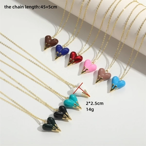 Classic gold heart enamel pendant necklace available in ten vibrant assorted colors