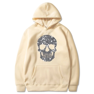 Halloween Skull Print Hoodie Long Sleeve Pullover Glitter Graphic Sweatshirt For Men Women Casual European Style