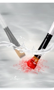 Nylon bristles brush cleaning detail showing paint rinsing and flexible fibers