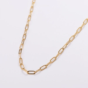 Elegant gold paperclip chain necklace for women featuring polished rectangular links