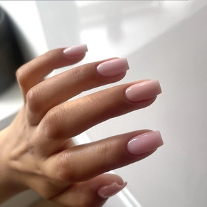 Glossy Nude Pink Press On Nails Set Marble Pattern Full Cover Artificial Finger Nails With Glue For Women Daily DIY Manicure