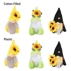 Tre adorabili gnomi ape girasole per decorazioni autunnali in cotone e base di plastica