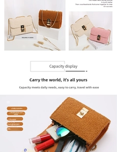Detailed view of plush crossbody bag interior showing large capacity for essentials