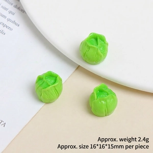 Detailed macro view of 16mm miniature resin Chinese cabbage with realistic leaf textures