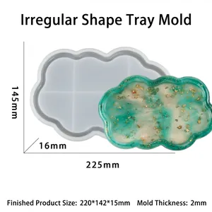 Macro view of wave edge silicone mold for irregular cloud-shaped resin storage tray