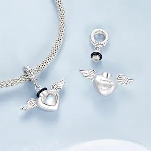 925 sterling silver heart angel wing pendant with Forever in my Heart engraving