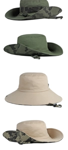 Détails de chapeaux de soleil camouflage à larges bords avec cordons réglables