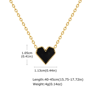 Detailed technical diagram of heart pendant necklace with full dimension specifications