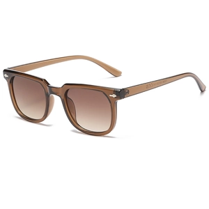 Vintage small square frame tea-tinted sunglasses with stylish silver arrow metal rivets