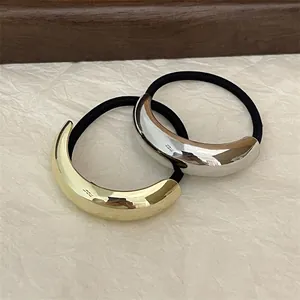 Minimalist Alloy Curved C-Shape Hair Ties High Elastic Rope Ponytail Holder Korean Fashion Jewelry For Women