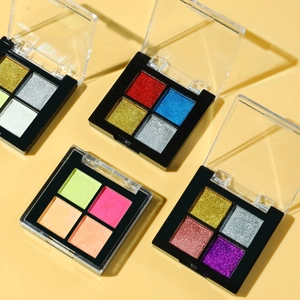 4-color solid chrome nail powder palettes with metallic aurora glitter and mirror effect