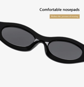 Close-up of comfortable nose pads on black retro sunglasses for reduced pressure
