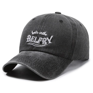Casquette baseball vintage gris foncé délavé avec broderie blanche Bats in the BELFRY