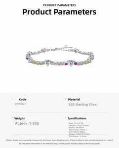 Detailed specifications of S925 silver tennis bracelet with multi-color cubic zirconia