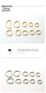 D-Ring Metallschnallen in Gold und Silber mit glatter Oberfläche in verschiedenen Größen