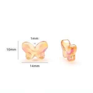 Polished 10x14mm orange butterfly glass beads for DIY necklaces with 1mm center hole