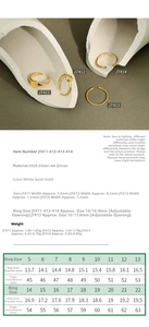 Detailed S925 sterling silver ring size guide and product specifications chart