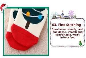 Detailed view of the smooth toe seams on red Christmas socks for kids' comfort