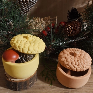 Pinecone acorn storage jars set for DIY home decor and festive gift packaging