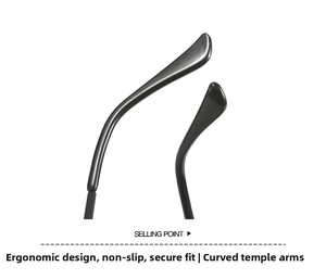 Detail view of ergonomic curved non-slip temple tips of these heart sunglasses