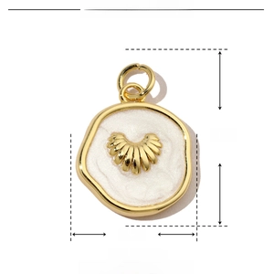 Detail view showing 21mm by 15mm oval ocean shell pendant dimensions and materials