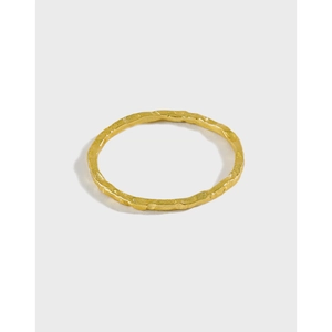 Hammered Irregular Band Ring 925 Sterling Silver Simple Minimalist Geometric Wave Style Finger Jewelry For Women
