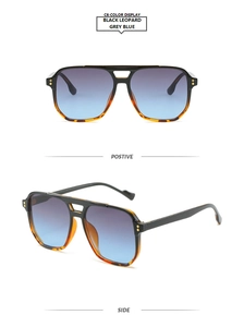 Macro detail of pilot sunglasses featuring dual bridge and black leopard gradient lenses