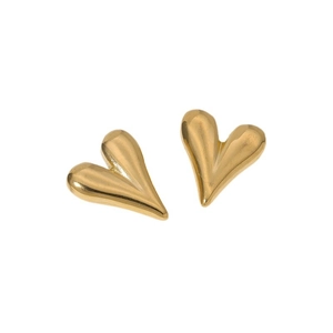 Minimalist 18K gold plated titanium steel heart stud earrings on a clean white background