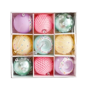 Pastel macaron Christmas ball set with nine assorted ornaments and tree topper star