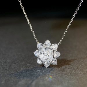 Luxury S925 sterling silver necklace with sunflower pendant and brilliant high carbon diamonds