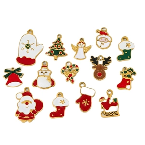 Christmas snowman and elk oil-drop charms in stainless steel for DIY jewelry making