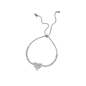 Bracelet ajustable coeur en argent avec zircone et perles de verre pour femme