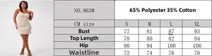 Detailed size chart for floral mini dress with lace trim and slim fit dimensions