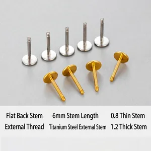 Titanium Steel Flat Back Threaded Labret Stud Post Replacement Tragus Cartilage Piercing Accessory Screw Rod Barbell