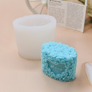 Rose heart silicone mold for DIY love candles with detailed 3D floral textures