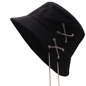 Cappello Da Pescatore In Cotone Con Decorazione Catena In Metallo Streetwear Punk Hip Hop Tesa Larga Cappello Da Sole Per Uomo Donna