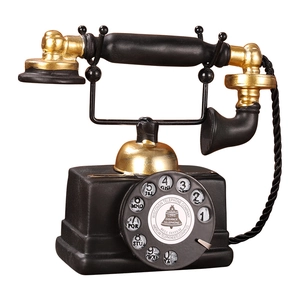 Vintage American style black and gold telephone model for home and bar decor